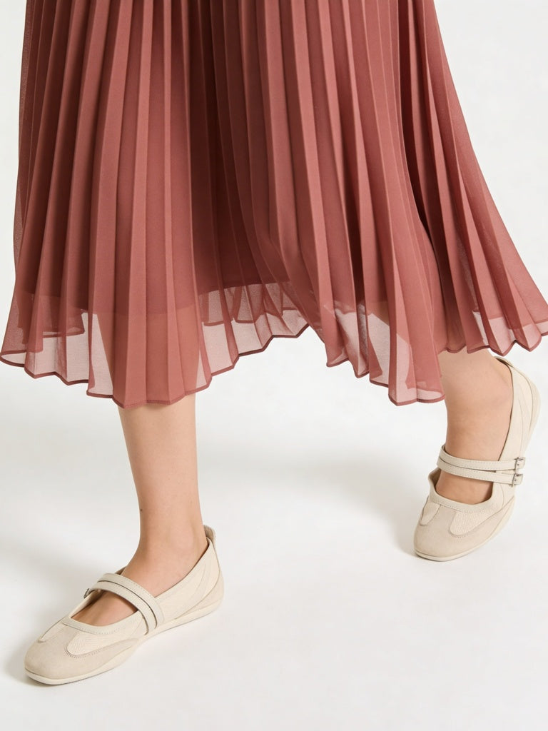 LUNA BLU Ivory Mesh-Textured Mary Jane Shoes