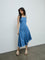 Bombay Paisley Blue Floral Denim A-Line Dress
