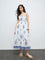 Bombay Paisley White Floral Cotton Tiered Dress