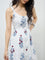 Bombay Paisley White Floral Cotton Tiered Dress