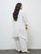 Diza White Floral Embroidered Linen A-Line Kurta