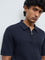 Ascot Navy Cable-Knit Relaxed-Fit Cotton Polo T-Shirt