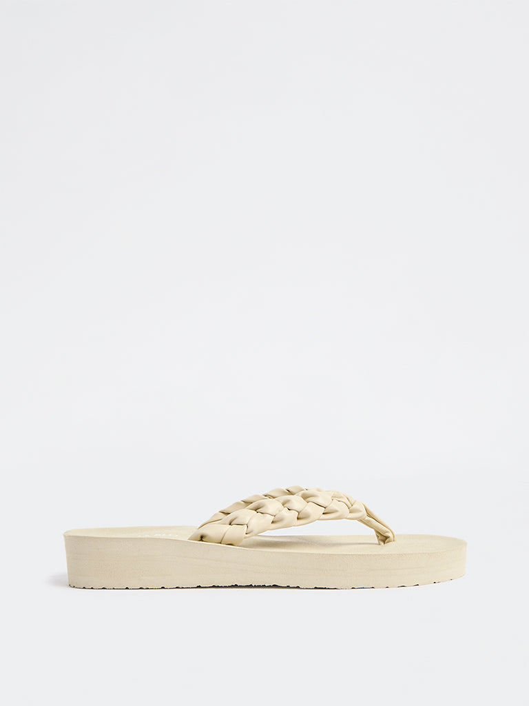 LUNA BLU Ivory Braided Comfort Flip-Flops