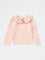 HOP Kids Girls Pink Ribbed Bow-Detail Cotton-Blend Top
