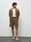 ETA Brown Embroidered Relaxed-Fit Mid-Rise Cotton-Blend Shorts