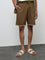 ETA Brown Embroidered Relaxed-Fit Mid-Rise Cotton-Blend Shorts