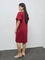 Gia Red Solid Cotton Straight Dress