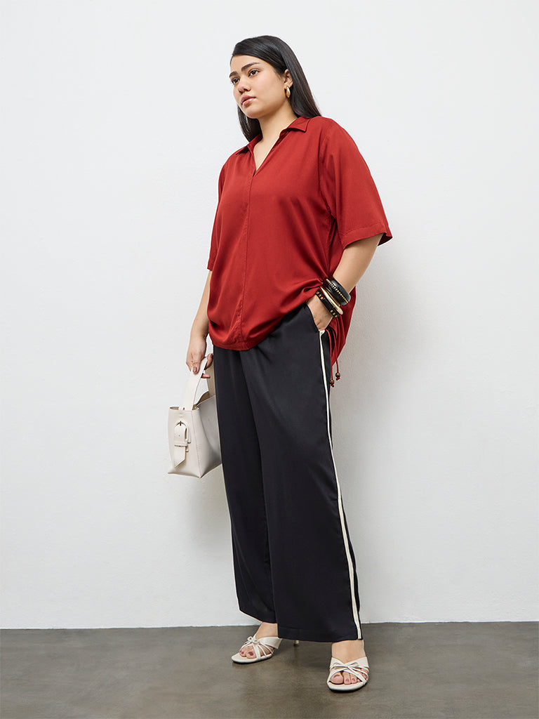 Gia Black Striped High-Rise Trousers