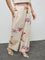 Gia Cream Floral Design High-Rise Cotton-Blend Trousers