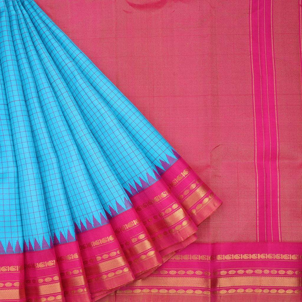 Uppada Half and half multi color checks silk saree – Devi Handlooms