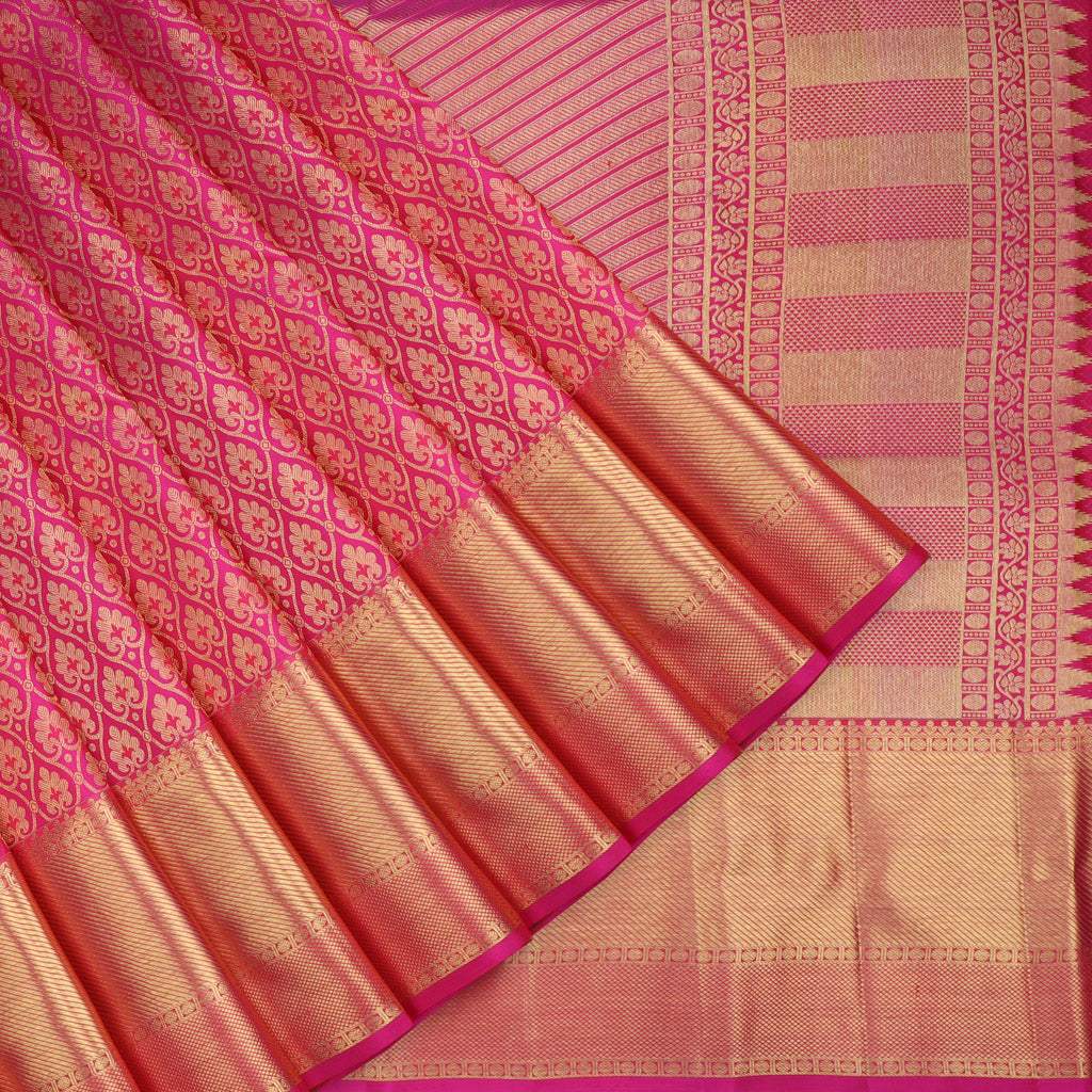 Classic Kanjeevaram Silk Saree in Pink – Naina Jain