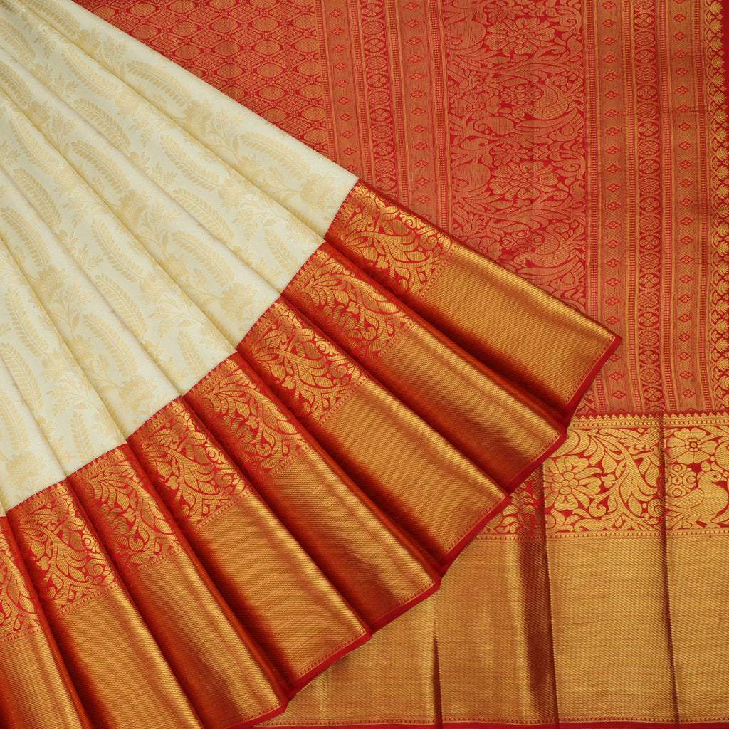 When in doubt, wear Kanjivaram ✨✨✨ In frame: Off-white and Red Handloom  Kanjivaram Jamawar Pure Silk Saree To order, please visit... | Instagram