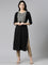 Neeru's Black Regular Straight Solid Kurtas