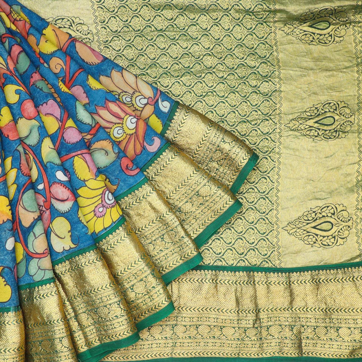 Srikalahasti Pen Kalamkari Tussar Silk Handspun Hand Painted saree –  India1001.com