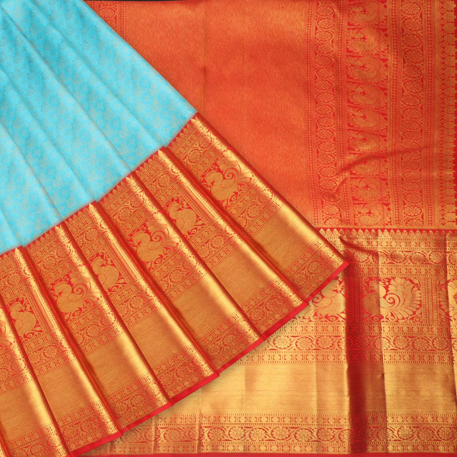 Attractive Cyan Color Weaving Work Art Silk Fabric Designer Saree