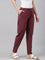 Women Stripe Maroon Printed Pencil Pant