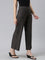 Women Solid Silver Grey Mid Rise Ribbed Palazzos