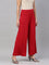 Women Solid Cherry Viscose Mid Rise Knit Palazzos