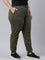 Women Solid Cotton Olive Green Cuffed Joggers