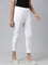 Girls Solid White 3/4th Leggings