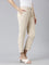 Women Solid Beige Crepe Pants