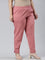 Women Solid Dusty Rose Cotton Pencil Pant