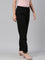 Women Solid Black Viscose Mid Rise Casual Pants