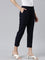 Women Solid Navy Crepe Pants