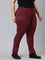 Women Solid Maroon Mid Rise Suede Treggings