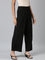 Women Solid Black Crepe Wide Pants