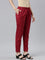 Women Solid Light Maroon Mid Rise Cotton Pants