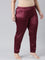 Dark Wine Polyester Shiny Pants
