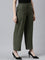 Women Solid Olive Green High Rise Crepe Wide Pant