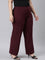 Women Solid Bright Maroon Ponte Wide Leg Pants