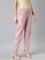 Women Solid Light Pink Mid Rise Linen Pencil Pants