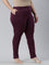 Women Solid Dark Purple Cotton Mid Rise Kurti Pants