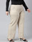 Women Light Beige Linen Cargo Pant