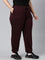 Women Solid Dark Wine Mid Rise Casual Joggers