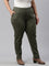 Women Solid Olive Green Mid Rise Suede Treggings