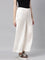 Women Solid Cream Mid Rise Shiny Palazzos