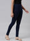 Girls Solid Navy Ankle Length Leggings