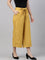 Women Solid Light Mustard Linen Mid Rise Culottes