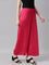 Women Solid Young Fuchsia Mid Rise Shiny Palazzos