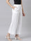 Women Solid White Mid Rise Linen Wide Pant