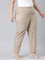 Women Solid Beige Mid Rise Linen Ikat Pencil Pants