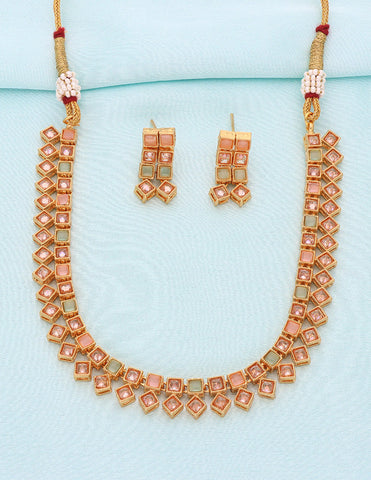 Designer Gold Polish Kundan Necklace Set