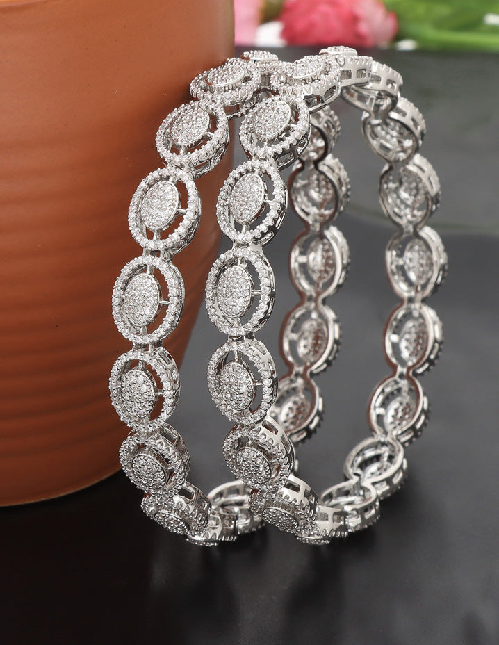 Zircon Rhodium Polish Kada Bangles ZBGL10953