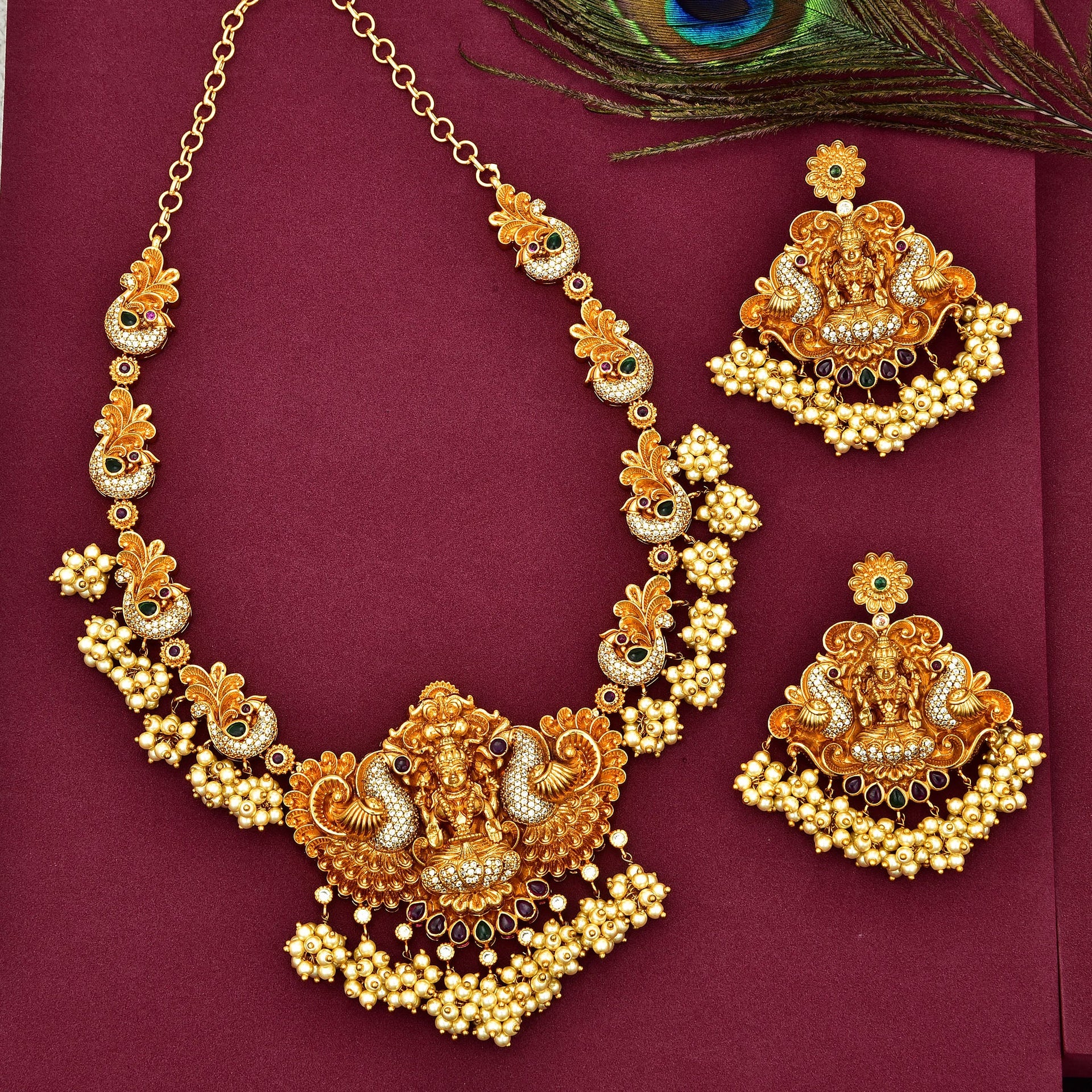 Lakshmi Devi Antique Guttapusalu Necklace Set