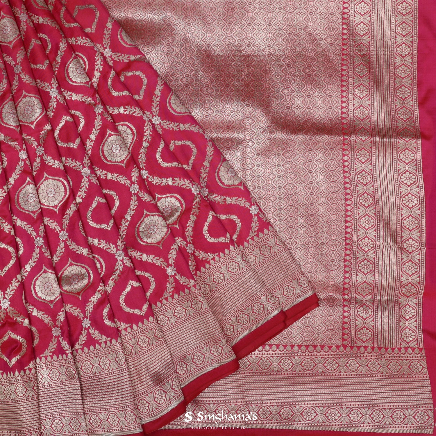 Steel Pink Banarasi silk Saree with Self Border