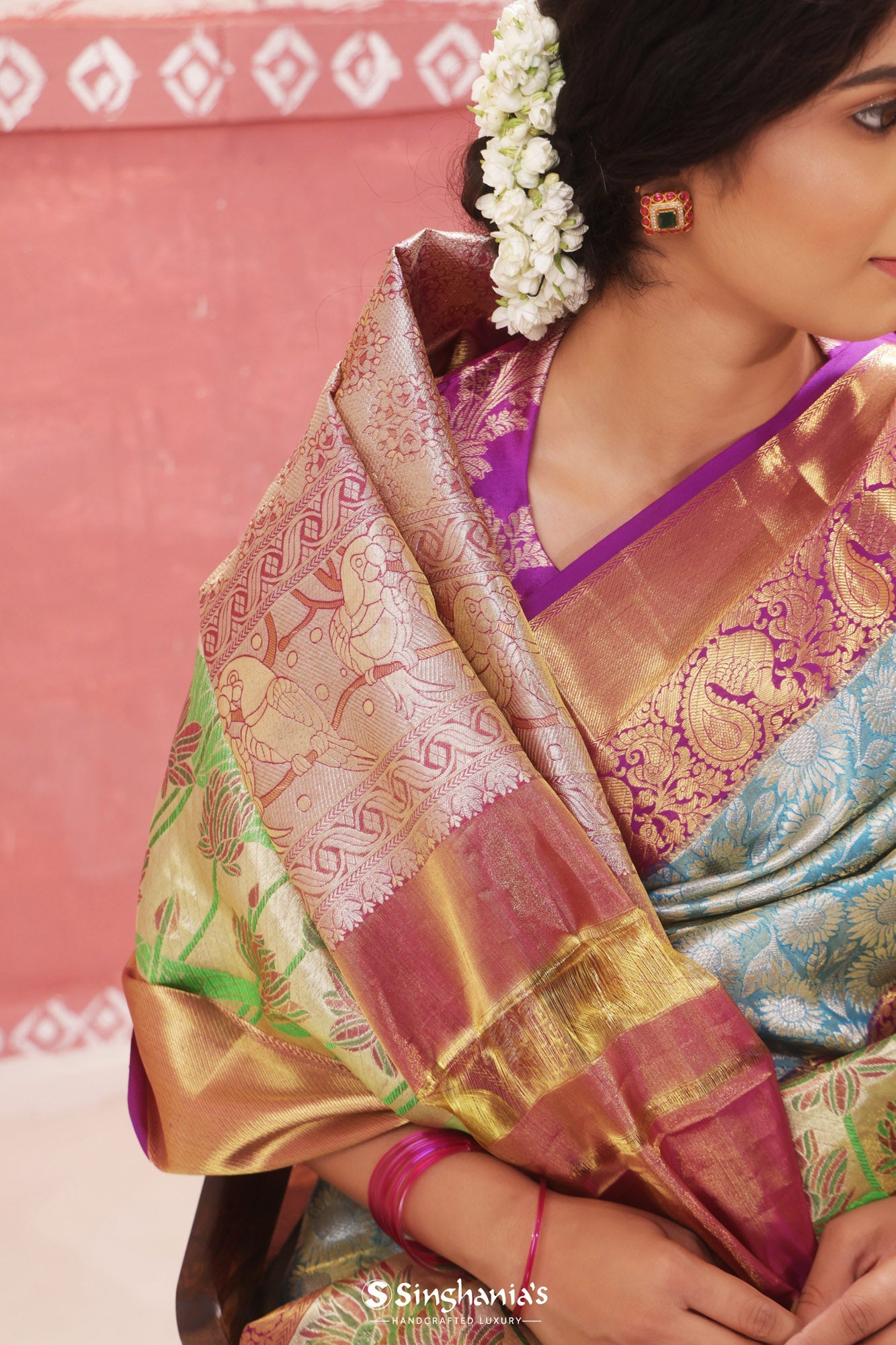 Silk saree with Chinese collar blouse | Saree look, Saree, Saree blouse  designs